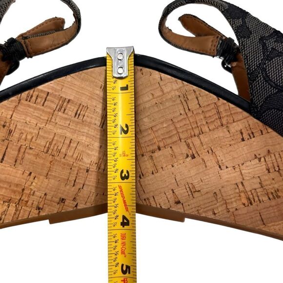 Coach Ferry Wedge Jacquard Monogram Black/Smoke/Black Cork Shoes - Picture 11 of 16